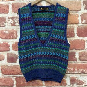 Vintage Liz Sport Sweater Vest Women's L Multicolor Wool Blend Casual Career
